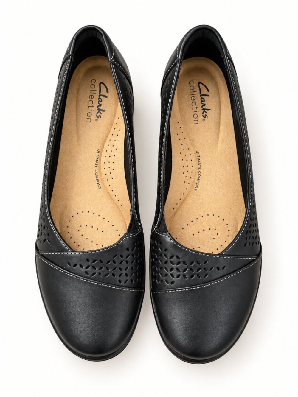 Clarks Collection Women's Cora Iris Leather Slip-On Flats – Black Size 7.5 M